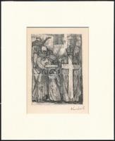 Kondor Béla (1931-1972): Mise. Rézkarc, papír, utólagos jelzéssel, paszpartuban, 11,5×8 cm