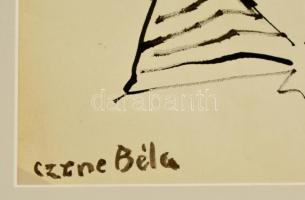 Czene jelzéssel: Női portré. Tus, papír, 28×20 cm