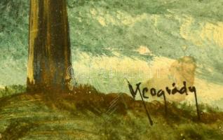 Neogrády jelzéssel: Hegycsúcs. Gouache, papír, karcolásokkal, üvegezett keretben, 23×33 cm