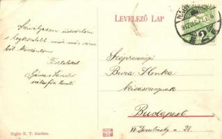 1912 Nagyvárad, Oradea, Grosswardein; Szent László tér, piaci árusok, villamos, Moskovits cipőgyár b...