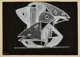 Bálint jelzéssel: Kompozíció. Kréta, papír, 24×34 cm