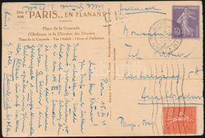 1928 Párizsi képeslap Hollandiába antituberkulózis adománybélyeggel