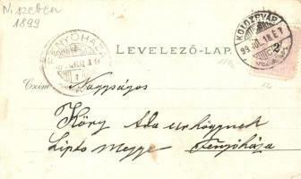 1899 (Vorläufer!) Nagyszeben, Hermannstadt, Sibiu; Evangélikus templom, színház, vártorony, utcaképe...