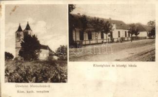 Mórichida, Móriczhida; Római katolikus templom, Községháza, Községi iskola
