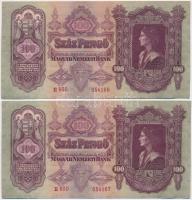 1930. 100P (4x) két sorszámkövető pár T:III szép papír