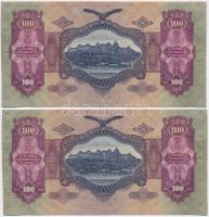 1930. 100P (4x) két sorszámkövető pár T:III szép papír