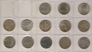 Österreich, 1957-73, dabei 1964! 10 Schilling, 13 Stück kompl.Serie, Silber, J.494, Erh.: meist vz/többsége kiváló