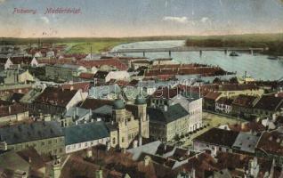 1916 Pozsony, Pressburg, Bratislava; látkép zsinagógával / panorama view with synagogue (kopott sarkak / worn corners)