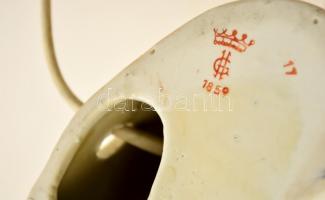 Táncoló párt ábrázoló porcelán asztali lámpa, búrával, jelzett, hibátlan, m: 38 cm