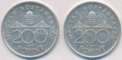 1992. 200Ft Ag "MNB" (2x) T:2 patina