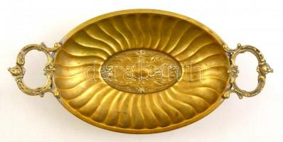 Réz füles tál, szép állapotban, 36x17x6 cm