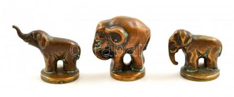 3 db réz elefánt, m: 3 és 3,5 cm