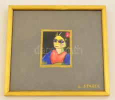 L. Starek jelzéssel: Japán nő. Akvarell, papír. Jelzett. Üvegezett keretben. Keret 20x22 cm