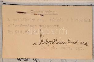 1944 Franciaországot ábrázoló selyemre készített színes térkép, hozzátűzve vitéz Ágostházy Emil ezre...