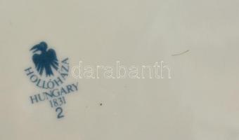 Hollóházi virág mintás kaspó, matricás, jelzett, hibátlan, m: 16 cm, d: 18,5 cm