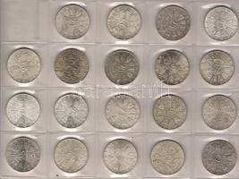 Österreich, 1955-73, dabei Bundestheater! 25 Schilling, 19 Stück kompl.Serie, Silber, Erh.:vz/kiváló