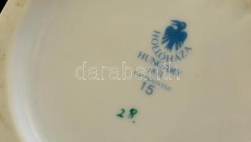 Hollóházi virágokkal és madárral díszített nagyméretű váza, matricás, jelzett, hibátlan, m:24 cm