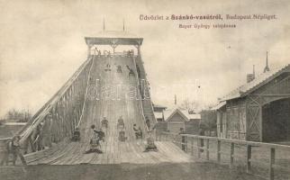 Budapest IX. Népliget, szánkó-vasút; Bayer György tulajdonos (fl)