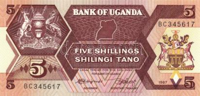 Uganda 1979. 5Sh T:I + 1987. 5Sh, 10Sh T:I