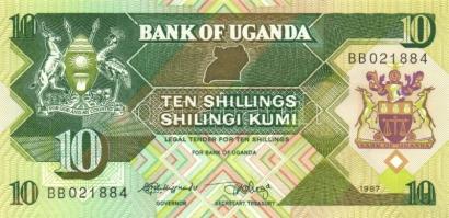 Uganda 1979. 5Sh T:I + 1987. 5Sh, 10Sh T:I