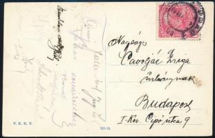 1919 Magyar labdarúgók által aláírt képeslap (Taussig, Zloch, Kollár és mások) / Hungarian football players autograph signed postcard
