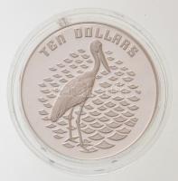 Ausztrália 1991. 10$ Ag "Feketenyakú gólya" piefort, lezárt kapszulában (40,08g/0.925/34mm...