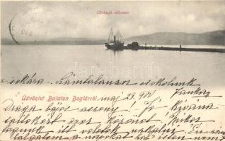 1900 Balatonboglár, Gőzhajó állomás. Kapható Simon Gézánál
