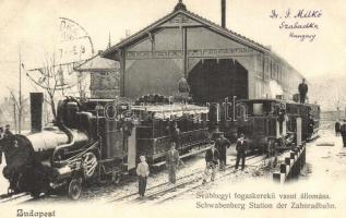 Budapest XII. Svábhegyi fogaskerekű vasútállomás gőzmozdonyokkal / Schwabenberg Station der Zahnradbahn / funicular railway station with locomotives (EK)