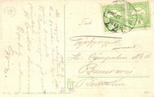 Debrecen, Első takarékpénztár palotája, Kontsek Kornél üzlete, hirdetőoszlop Donogán és Somossy és U...