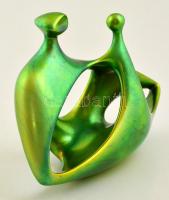 Zsolnay anya gyermekével, eozin mázas, jelzett, máz hibákkal, m:18 cm, h:25 cm