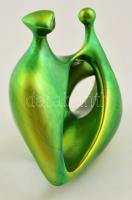 Zsolnay anya gyermekével, eozin mázas, jelzett, máz hibákkal, m:18 cm, h:25 cm