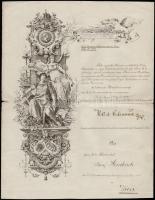1914 Blasius Scheuma gyalogsági tábornok, volt vezérkari főnök által aláírt díszes dicsérő oklevél / 1914 Autograph signed military warrant by general Blasius Scheuma 28x32 cm