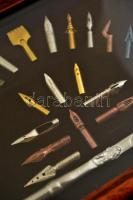 Tollhegy gyűjtemény üvegezett keretben / Collection of nibs 36x30 cm