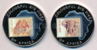 Uganda 2001. 1000Sh Cu-Ni "Leopárd" multicolor + 1000Sh Cu-Ni "Elefánt" multicolor T:PP Uganda 2001. 1000 Shillings Cu-Ni "Leopard" multicolor + 1000 Shillings Cu-Ni "Elephant" multicolor C:PP Krause KM#80, KM#81