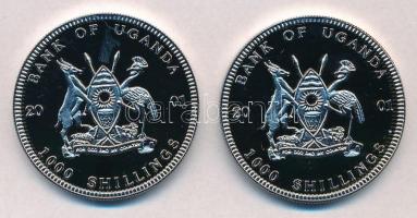Uganda 2001. 1000Sh Cu-Ni "Leopárd" multicolor + 1000Sh Cu-Ni "Elefánt" multicol...