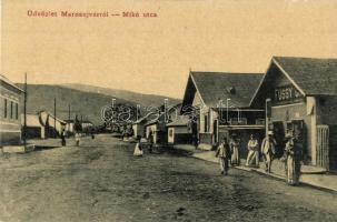 Marosújvár, Ocna Mures; Mikó utca, Füssy J. üzlete. W. L. 1593. / street view, shops
