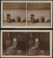cca 1900 8 db különféle sztereofotó (tájkép, emberek), különböző méretben