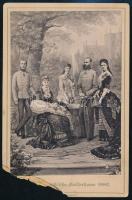 1883 Ferenc József, Erzsébet királyné és családjuk. Fénnyomat. Sérült. 16x11 cm