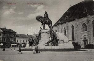 Kolozsvár, Cluj; Mátyás király szobor, üzlet. W. L. 983. / statue, shop (EK)