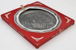 Címeres (Heinrich Egerer) német ón falitál, eredeti dobozában, jelzett, d:21,5 cm