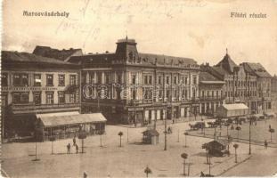 Marosvásárhely, Targu Mures; Fő tér, Hotel Transilvania szálloda és kávéház, üzletek. Porjes S. Sándor kiadása / main square, hotel, café, shops (EK) - képeslapfüzetből / from postcard booklet