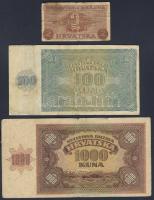 1945. 1000P (5x) benne 3db "egyenes tetejű" 3-sal T:III,IV + Horvátország 1941. 100K + 100...