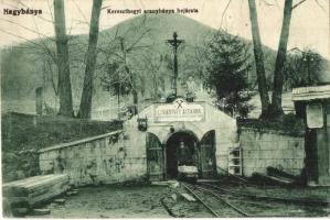 Nagybánya, Baia Mare; Kereszthegyi aranybánya bejárata, Lobkovitz altárna, csille. Frankovits A. kiadása / Dealul Crucii Adit, gold mine entrance, mine cart + Gartengruppe Küküllő des k.u.k. Generalkommandos (ázott sarok / wet corner)