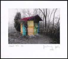 1986 Jankovszky György(1946-): Víkend ház XXII, feliratozva, aláírt, pecséttel jelzett, részben színezett, kartonra kasírozva, 12x17,5 cm