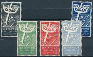 1932 Budapesti Vásár III. FIKPROK bélyegvására 5 db klf levélzáró
