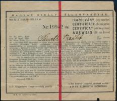 1933 Kedvezményes utazási igazolvány a jamboreera, lila táborparancsnoki bélyegzéssel / 1933 Discount traveling ticket for the Jamboree