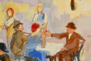 Szőnyi István (1894-1960): Kertvendéglő (Zebegény). Tempera, papír, jelzett, üvegezett keretben, 48,...