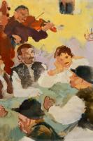 Szőnyi István (1894-1960): Kertvendéglő (Zebegény). Tempera, papír, jelzett, üvegezett keretben, 48,...