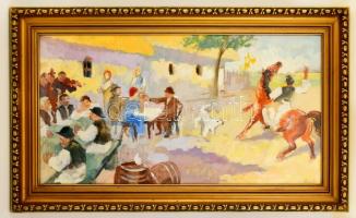 Szőnyi István (1894-1960): Kertvendéglő (Zebegény). Tempera, papír, jelzett, üvegezett keretben, 48,...