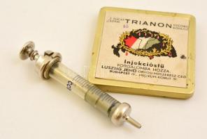 cca 1930 Trianon irredenta címkéjű fém dobozos injekciós tű és tű készlet